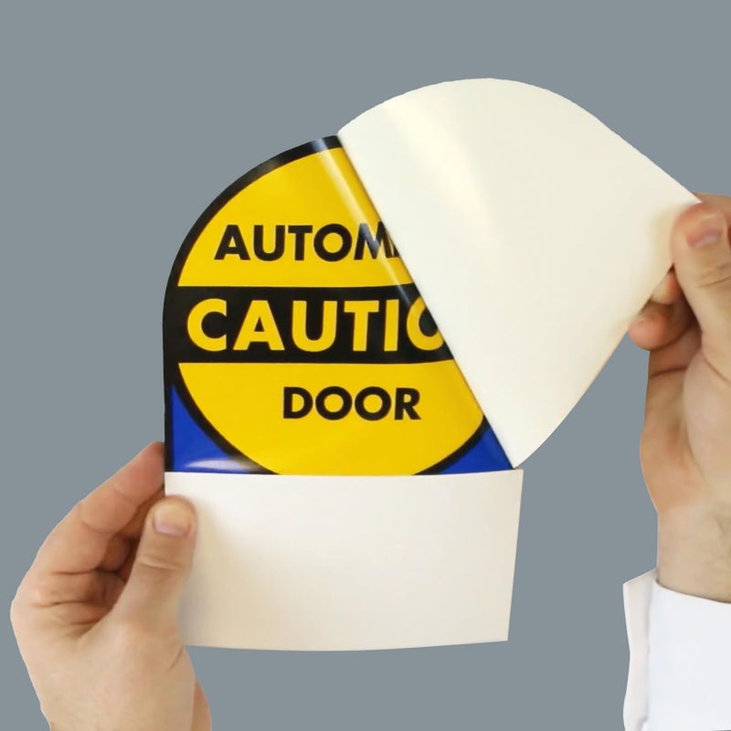 SmartSign 9 x 6 inch (Pack of 1) â€œCaution - Automatic Door Sticker, Activate Switch to Operateâ€ 2-Sided Window Decal, Polyester, Screen Printed, Multicolor - Image 5